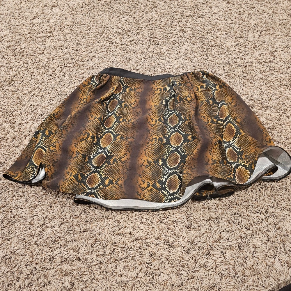 Versace Brown Snakeskin Python Print Woven Mini Skirt IT 44 A88615 Made in Italy